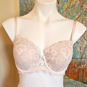 38D VS Elegant Lace Underwire Bra in Cream